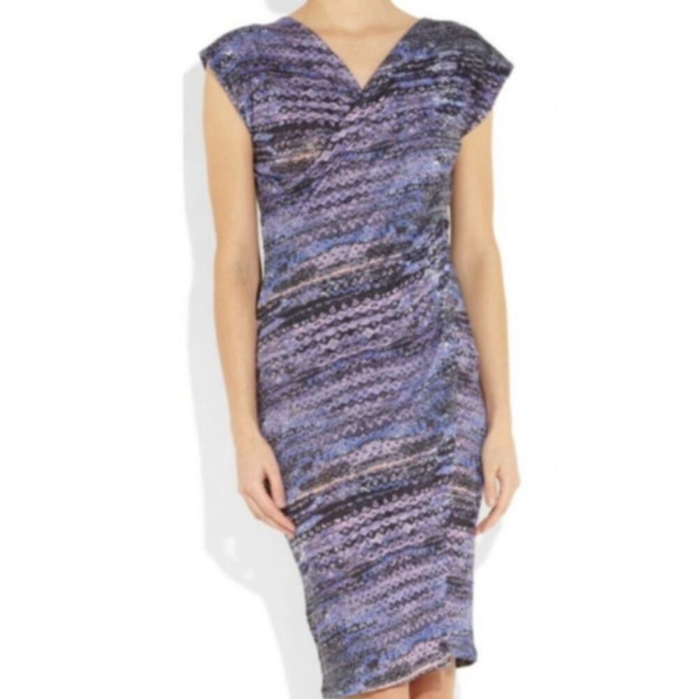 See By Chloe Womens Wrap Dress Small Purple Multicolor V Neck Flax Linen